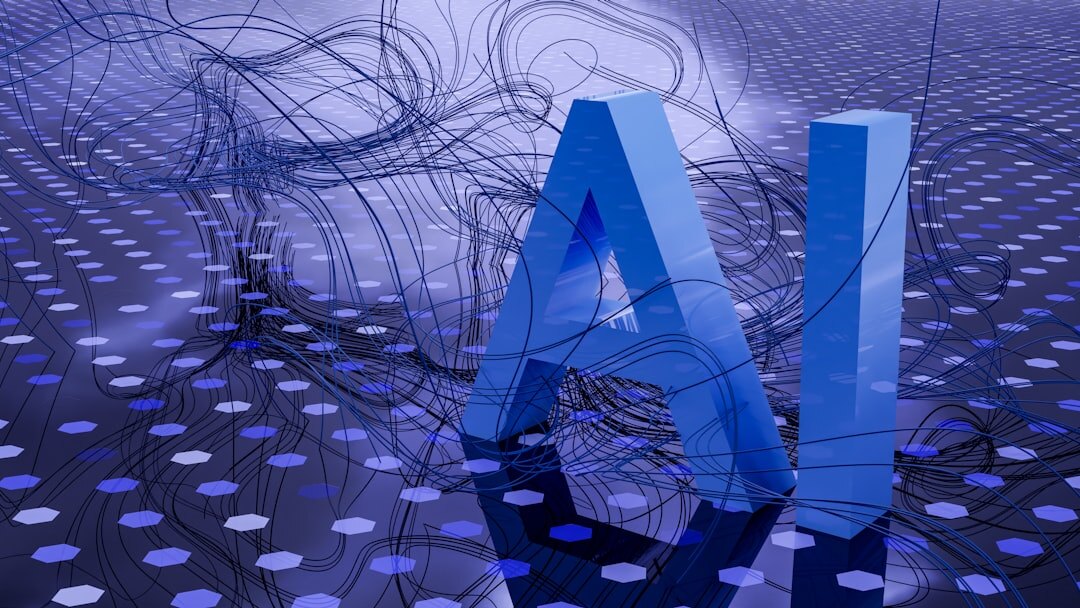 AI interface with neural network visualization on a screen